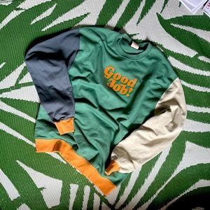 “Good job!” colorblock crewneck sweatshirt leisure top.